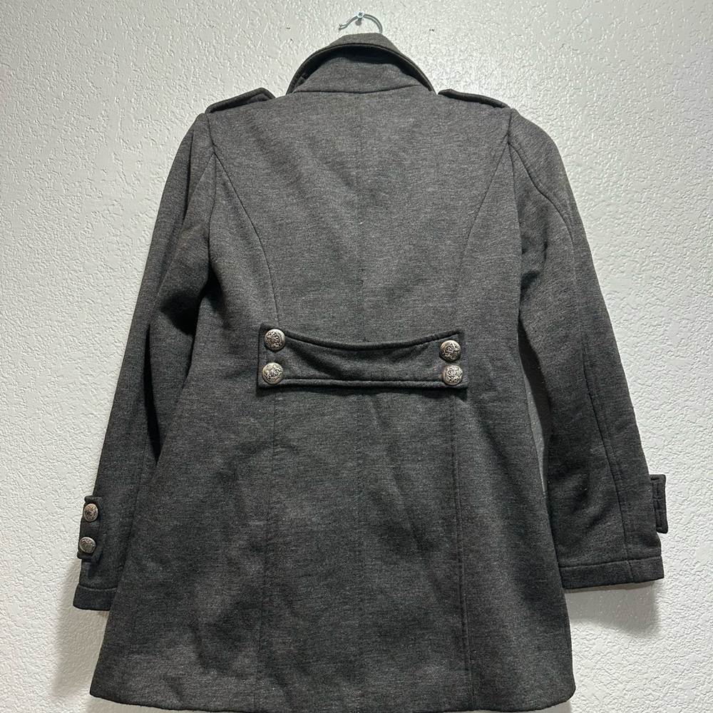 Vintage Y2K Forever 21 Charcoal Double-Breasted Trench Coat - Picture 6 of 8